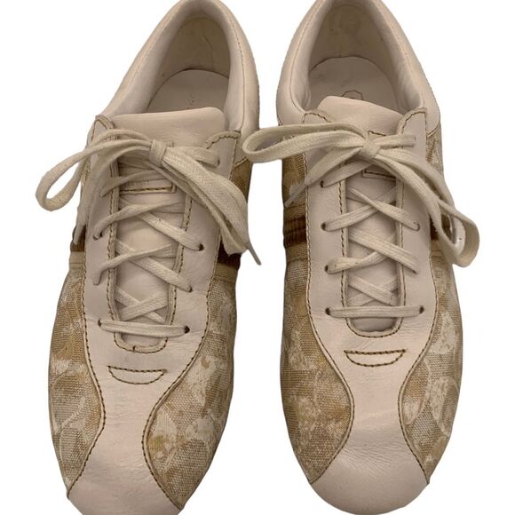 COACH Lissy ladies gold tone leather print sneakers US 8m - Picture 3 of 9